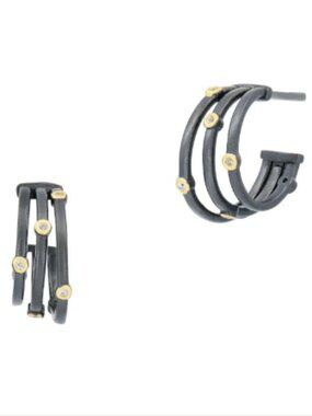 Freida Rothman Signature Cityscape Wire Mini Hoop Earrings - NWT $195 MSRP